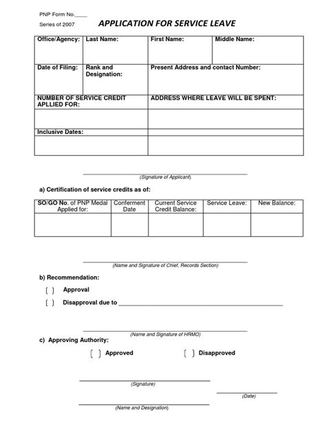 pnp leave application form.